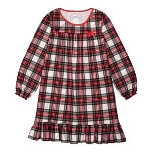Candlesticks Girls Lg 10-12 Nightgown Gown Traditional Plaid Long Sleeve Ruffle